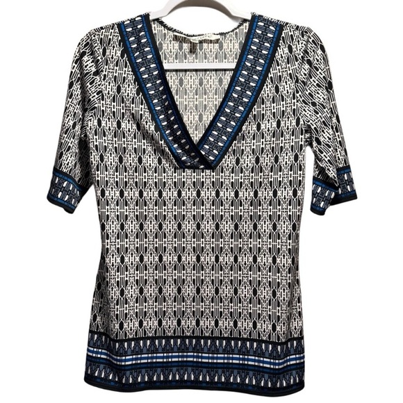 3x25* Max Studio V Neck 3/4 Sleeve Geometric Pattern Top Cool, Soft & Stretchy S - Picture 5 of 16